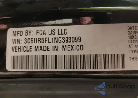 2022 Ram 2500 Laramie 4X4 6'4 Box from USA, damaged, VIN 3C6UR5FL1NG393099